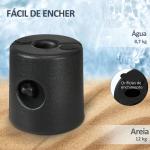 Conjunto de 4 Pesos para Tendas Dobráveis Suportes Recarregáveis com 8,7 kg de Água ou 12 kg de Areia Ø21,5/24x25,5 cm Preto
