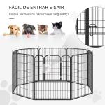 Parque para animais de estimação com 8 Varas Dobrável com Porta e Dupla Trava 79x100cm Preto