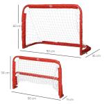 Conjunto de 2 balizas de futebol dobráveis ​​com rede Tetrolon 90x36x 60cm vermelho