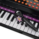 Piano para Crianças com 37 Teclas Microfone Banco Luzes 22 Músicas e Entrada para MP3 e USB 48x39x69 cm Preto