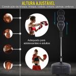 Punching Ball Ajustável em Altura com Base Recarregável Punching Ball de Boxe com Suporte e Luvas Ø48x136 - 154 cm Preto