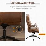 Cadeira de Escritório Ergonômica Giratória com Altura Ajustável Apoio para a Cabeça Apoio para o Braço e Encosto Acolchoado 61,5x52,5x118 - 126 cm Castanho