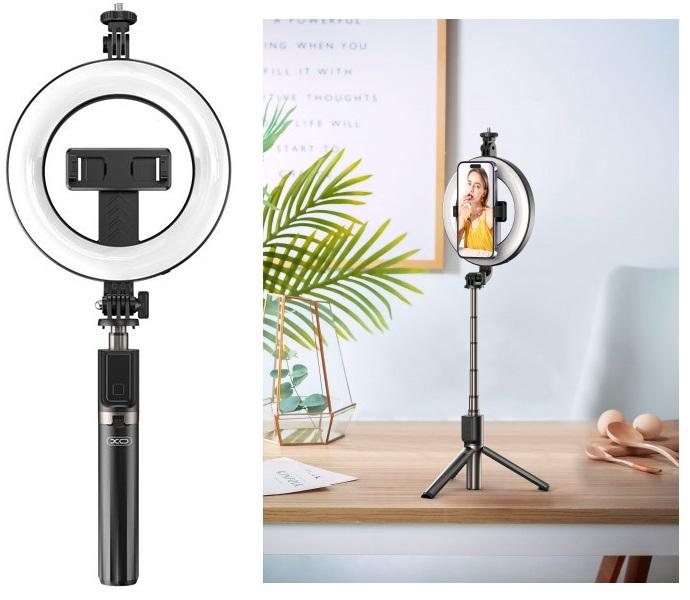 Tripé/Selfie Stick c/ Anel de Luz e Disparador Bluetooth - XO
