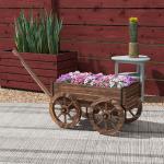 Floreira de Madeira Floreira de Exterior em Forma de Carrinho com 4 Rodas para Varanda Jardim Pátio 120x41x54 cm Madeira