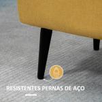 Banco de Armazenamento Estofado em Linho com Tampa Abatível e Pés de Aço Carga Máxima 150kg 101x38,5x44,5 cm Amarelo