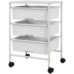 Carrinho Auxiliar com Rodas Carrinho de Cozinha de 3 Níveis com 3 Cestos e Estrutura de Aço 40,8x33,5x60,5 cm Branco