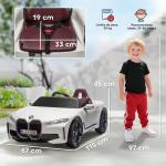 Carro Elétrico para Crianças BMW i4 12V com Controlo Remoto Música MP3 Ecrã Luzes e Cinto de Segurança 115x67x45 cm Branco