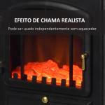 Lareira Elétrica Portátil 1000/2000W com Efeito de Chama Realista Termostato para Ambientes entre 15 - 20m² 45x28x54cm Preto