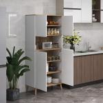 Armário de Cozinha com 4 Portas Bancada para Micro - Ondas Prateleiras Ajustáveis Orifício para Cabos 80x40x178 cm Branco