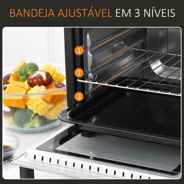 Mini Forno 16L 1400W com 3 Modos de Aquecimento Temperatura até 230°C Temporizador 60 Minutos 44x32x28,1 cm Prata