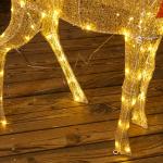 Reno Luminoso de Natal Decoração de Natal com 137 LEDs Branco Quente Iluminação Natalícia 66x25x135 cm Dourado