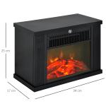 Lareira Elétrica Portátil com Termostato Ajustável 600W/1200W e Efeito de Chama Realista 34x17x25cm Preta