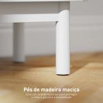 Mesa de Cabeceira com Porta de Vime Prateleira Ajustável e Pés de Madeira Estilo Boémio Mesa Auxiliar 40x35x58 cm Branco