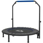 Trampolim Fitness Ø122 Trampolim Dobrável com Pega Ajustável em 4 Níveis Estrutura de Aço Azul