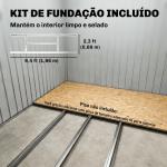 Abrigo de Jardim 213x130x185 cm Abrigo de Jardim Metálico de Exterior com 2 Portas Deslizantes e 4 Janelas Marrom