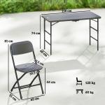 Conjunto de Mesa e Cadeiras de Jardim com Mesa Dobrável Ajustável de 55 a 74 cm e 4 Cadeiras Dobráveis para Terraço Cinzento