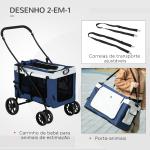 Carrinho para Animais de Estimação Carrinho para Cães Dobrável com Compartimento Desmontável 4 Portas 81x58x97,5 cm Azul