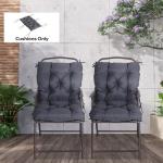 Conjunto de 2 Almofadas de Cadeira 50x98x8 cm Almofadas de Cadeira de Exterior para Jardim Terraço Varanda Cinza Escuro