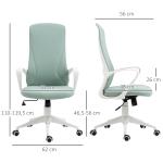 Cadeira de Escritório Ergonómica com Altura Ajustável Função de Inclinação e Encosto Alto 62x56x110 - 119,5 cm Verde