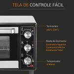 Mini Forno 16L 1400W com 3 Modos de Aquecimento Temperatura até 230°C Temporizador 60 Minutos 44x32x28,1 cm Prata