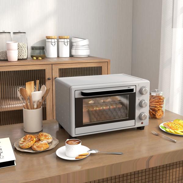 Mini Forno Elétrico 21L 1400W com Temporizador até 60min e Temperatura Ajustável até 230℃ 46x38,5x29 cm Prata