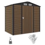 Abrigo de Jardim 190x132x187 cm Abrigo de Ferramentas com 2 Janelas de Ventilação e Porta com Fechadura para Pátio Carvalho