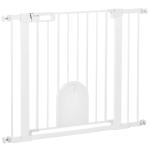 Barreira de Segurança de Cães Animais de Estimação para Escadas e Portas 75 - 103cm com 2 Extensões Fechamento Automático e Sistema de Duplo Bloqueio Aço Branco