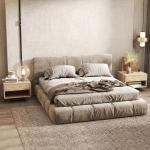 Conjunto de 2 Mesas de Cabeceira Suspensas com Gaveta e Compartimento para Quarto Sala 37x32x21 cm Madeira