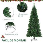 Árvore de Natal Artificial 210cm Ignífugo com 631 Ramos de PVC e Suporte de Metal Decoração de Natal para Interiores Verde