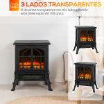 Lareira Elétrica 900/1800W com Efeito Chama 3D 2 Níveis de Potência Termóstato Ajustável para 15 - 30 ㎡ 39x24x48 cm Preto