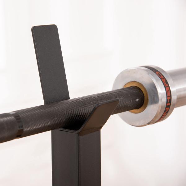 Suporte para Barra de Pesos Ajustável Estante de Aço para Levantamento de Pesos Carga Máx. 150kg Treinamento em Academia Casa 52x48x105 - 160cm Branco e Preto
