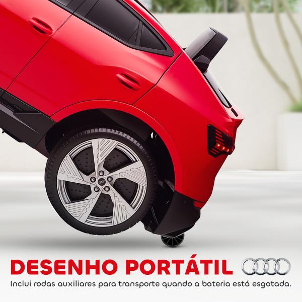 Carro Elétrico Audi E - Tron 12V para Crianças acima de 3 Anos com Controle Remoto Faróis Buzina Música MP3 TF USB e Abertura da Porta 3 - 8km/h 108x60x47cm Vermelho