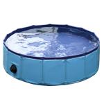 Piscina Dobrável para Cães Ø80x20 cm Banheira Portátil para Animais de Estimação Antiderrapante PVC Multiusos Cor Azul