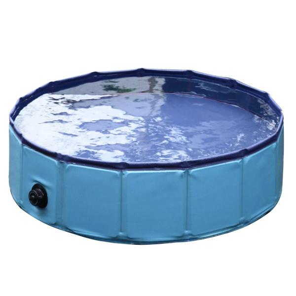 Piscina Dobrável para Cães Ø80x20 cm Banheira Portátil para Animais de Estimação Antiderrapante PVC Multiusos Cor Azul