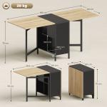 Mesa de Cozinha Dobrável com Arrumação Mesa de Refeição Compacta com 4 Prateleiras 169x60x75 cm Madeira e Preto