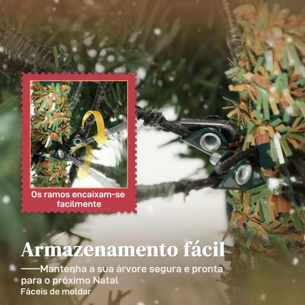 Árvore de Natal Artificial 150 cm com 1186 Ramos Densos Suporte Metálico Dobrável para Interior Verde