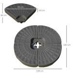 Base para Chapéu de Sol em 4 Partes Recarregável com Areia ou Água Desmontável para Jardim Pátio Ar Livre 100x100x10,5cm Marrom