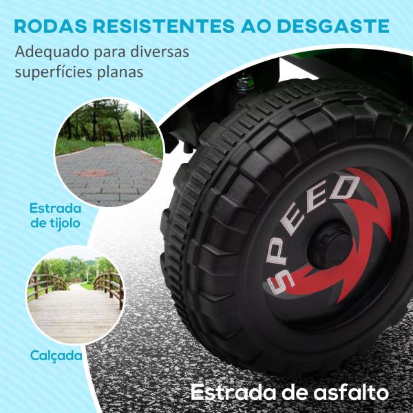 Quadriciclo Elétrico para Crianças com Reboque Bateria 6V de 18 - 36 Meses com Velocidade 2,5 km/h 106x41,5x48,5 cm Verde