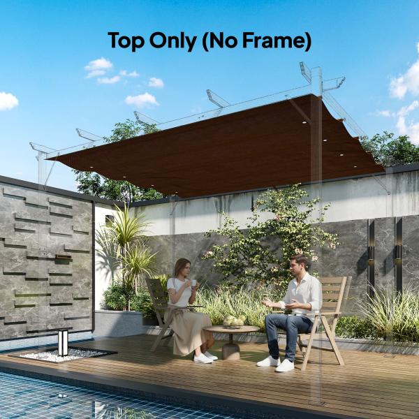 Telhado de Reposição Retrátil 3x2,5 m para Estrutura de 3x2 m Tecido Apenas para Pérgola Jardim com 8 Orifícios Castanho