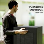 Baú de Armazenamento Exterior 93L Caixa de Armazenamento de Jardim de Plástico Impermeável com 2 Alças 56x41x50 cm Preto