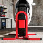 Suporte para Roda Dianteira de Moto Ajustável em 3 Níveis Carga 250 kg 60x55x43 cm Vermelho
