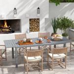 Mesa de Jardim Extensível Mesa de Terraço Retangular para 6 - 8 Pessoas Capacidade 50 kg 180/240x94x73 cm Cinza Escuro