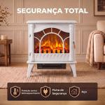 Lareira Elétrica 1000W/2000W com Temperatura Ajustável e Proteção contra Sobreaquecimento 55x31x58 cm Branca