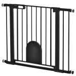 Barreira de Segurança de Cães Animais de Estimação para Escadas e Portas 75 - 103cm com 2 Extensões Fechamento Automático e Sistema de Duplo Bloqueio Aço Preto