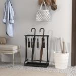 Suporte para Guarda - Chuva Moderno Retangular com 24 Ganchos 21 Espaços e Bandeja Recolhedora de Gotas 50x24x68 cm Preto