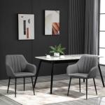 Conjunto de 2 Cadeiras de Sala de Jantar Estofadas em Linho com Encosto e Pés de Metal 59,5x56,5x81 cm Cinza