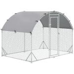 Galinheiro para Exterior para 4 - 6 Galinhas de Aço Galvanizado com Teto de Tecido Oxford 2,8x1,90x1,97 m Prata