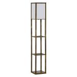Candeeiro de Pé de Madeira com 3 Prateleiras para Lâmpada E27 Potência Máx. 40W 26x26x160 cm Marrom Rústico
