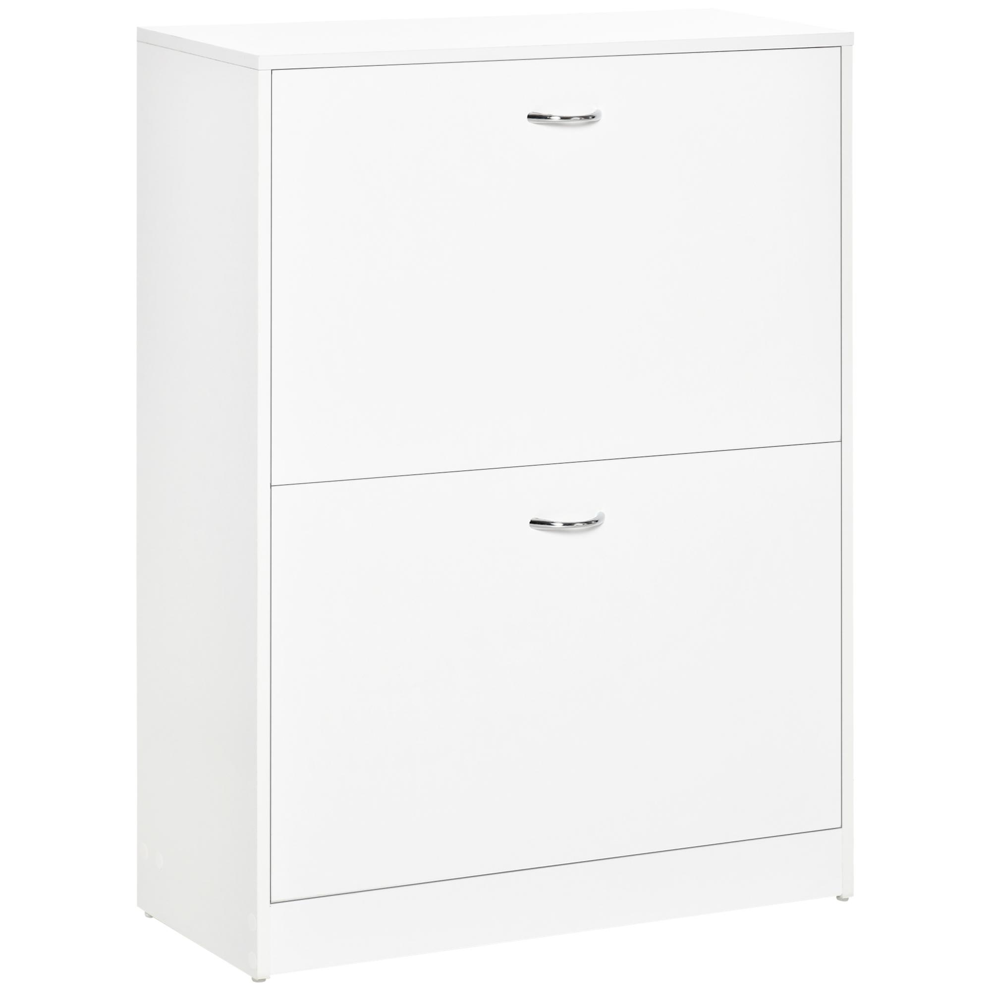Sapateira de Madeira com 2 Compartimentos para Entrada Corredor Dormitório Sala de Estar 60x24x80 cm Branco