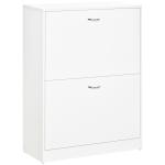 Sapateira de Madeira com 2 Compartimentos para Entrada Corredor Dormitório Sala de Estar 60x24x80 cm Branco